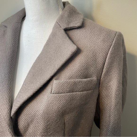 Izzy Lane Otley Long Wool Coat Button Front Taupe - Picture 6 of 12